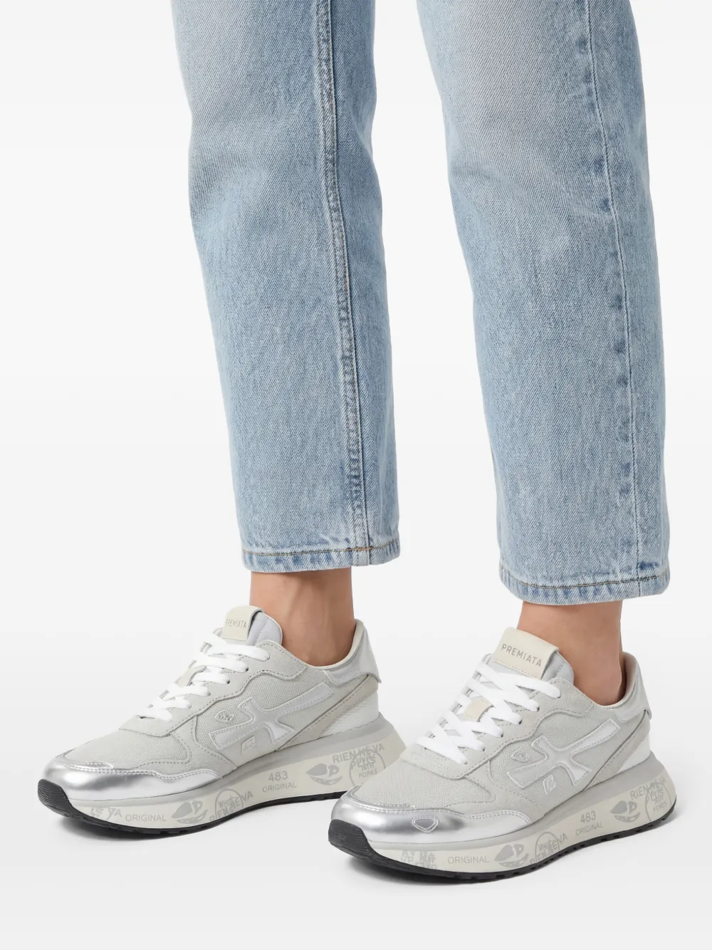 Premiata Lauryn sneakers met metallic afwerking en vlakken Grijs