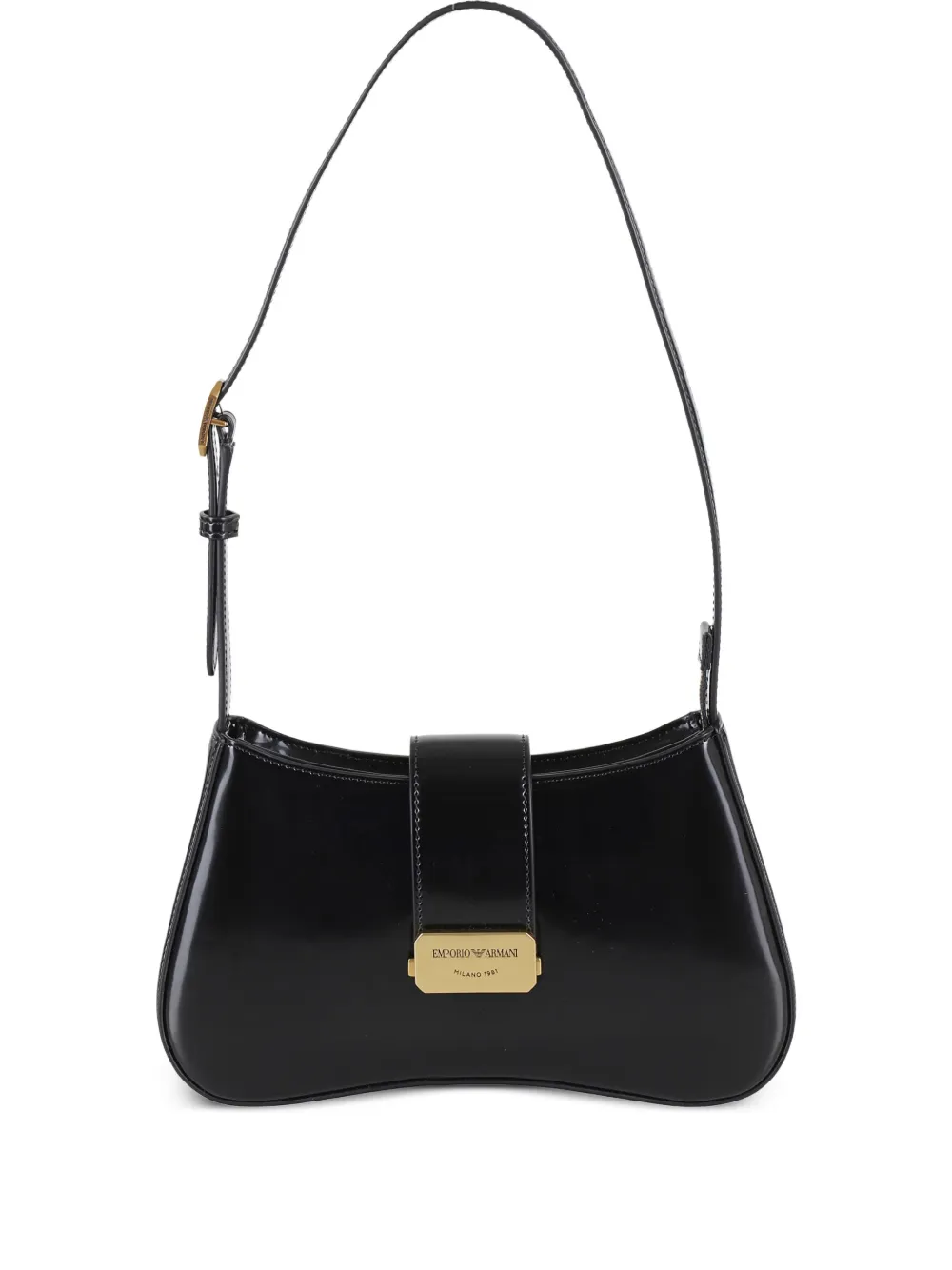 Emporio Armani Schoudertas met gegraveerd logo Zwart