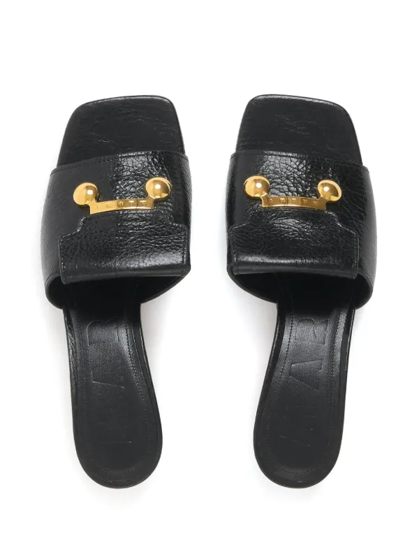 【送料&関税込】Marni Black Leather Sandals Marni Leather Sandals | Black | FARFETCH