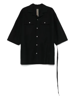 Rick Owens キュプラシャツ ノーカラー DRKSHDW SHIRT Rick Owens DRKSHDW キャンプカラー シャツ | ブラック | FARFETCH JP
