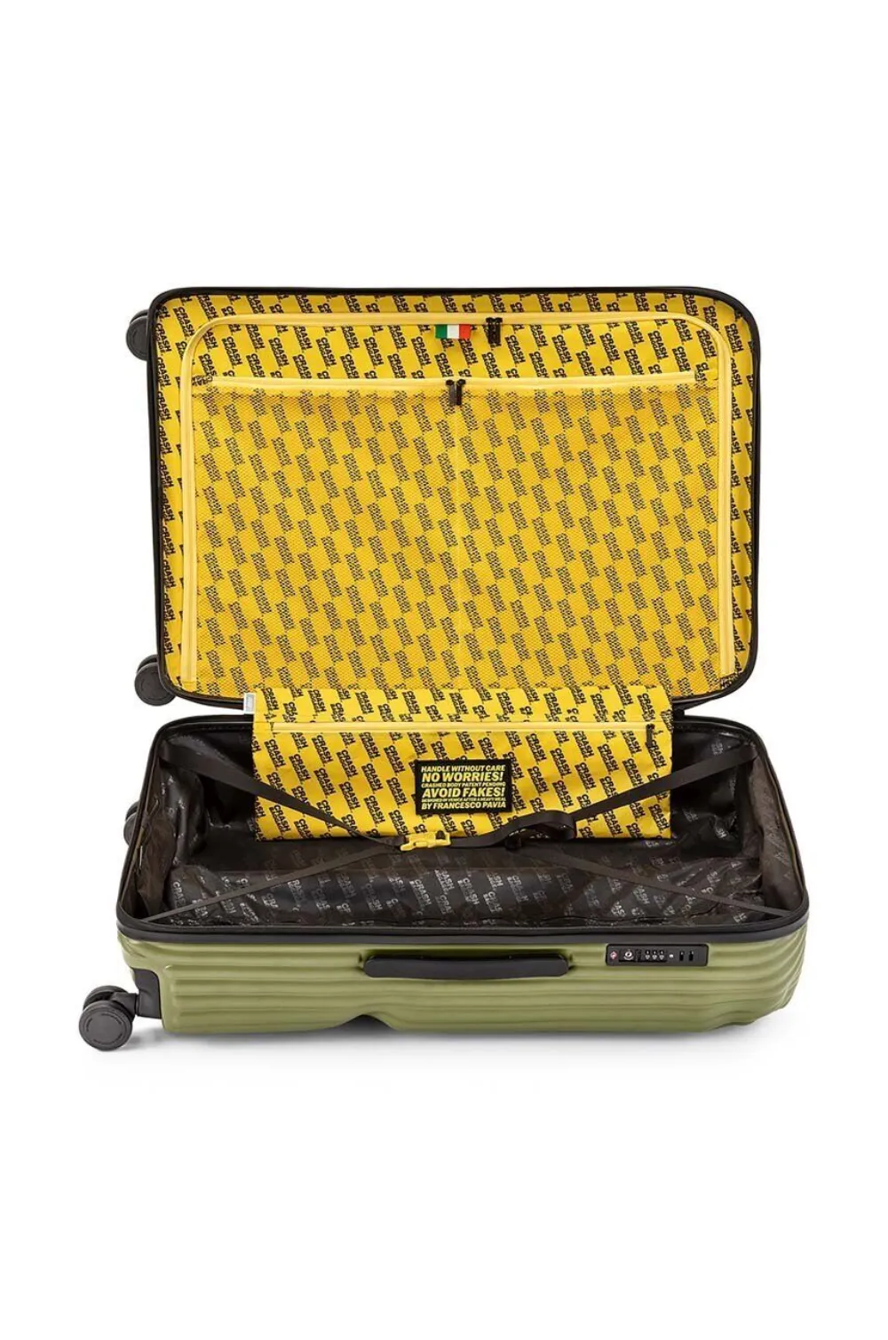 Crash Baggage Rolkoffer met gestreepte handgreep Groen