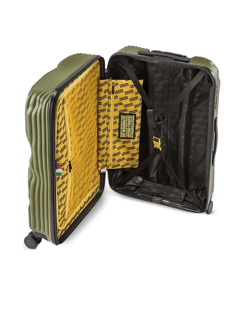 Crash Baggage Medium Stripe reistas met geribbelde textuur Groen