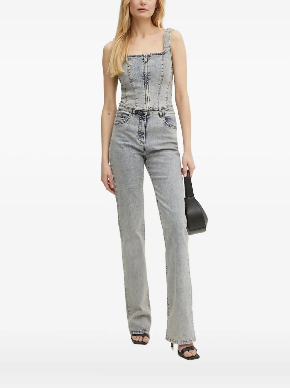 Patrizia Pepe Denim top met rits Grijs