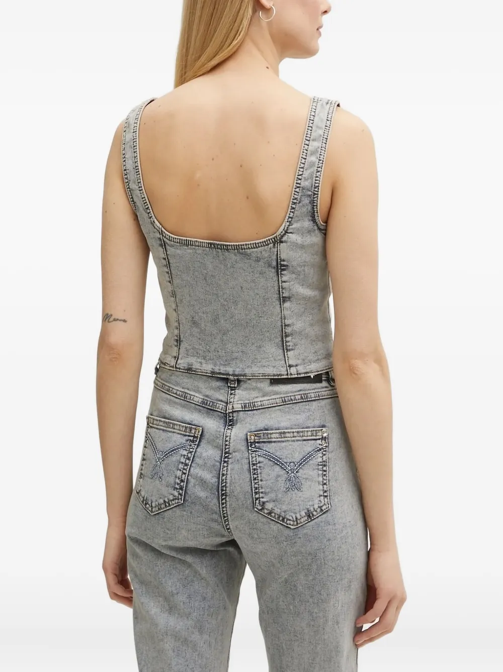 Patrizia Pepe Denim top met rits Grijs