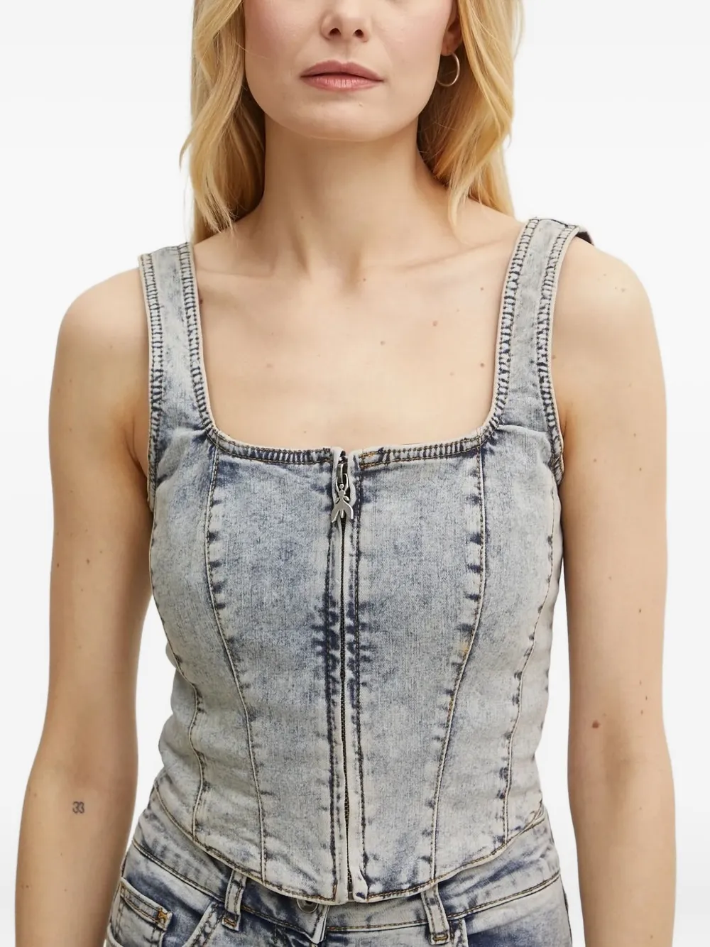 Patrizia Pepe Denim top met rits Grijs