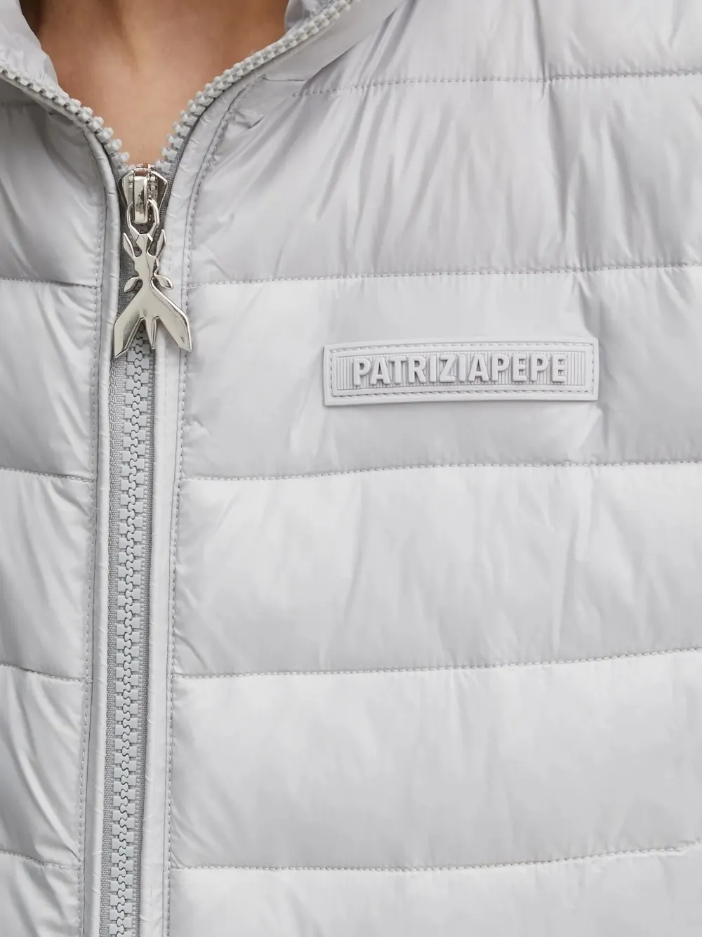 Patrizia Pepe Quilted Zip-front Gilet In Gray
