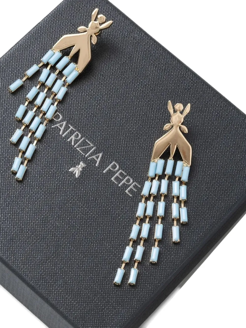 Patrizia Pepe Insect-shaped Beaded Earrings In Blue
