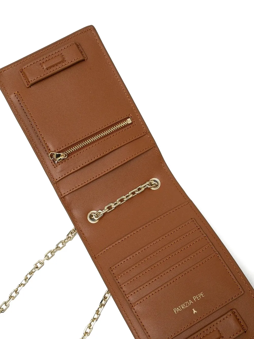 Patrizia Pepe Chain-strap Flap-pocket Bag In Brown