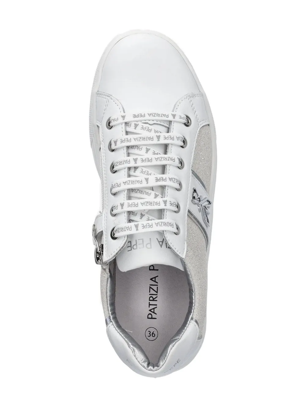 Patrizia Pepe girl glitter-effect side-zip sneakers White