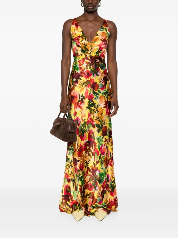 Saloni Wilhelmina Maxi Dress Yellow FARFETCH IN