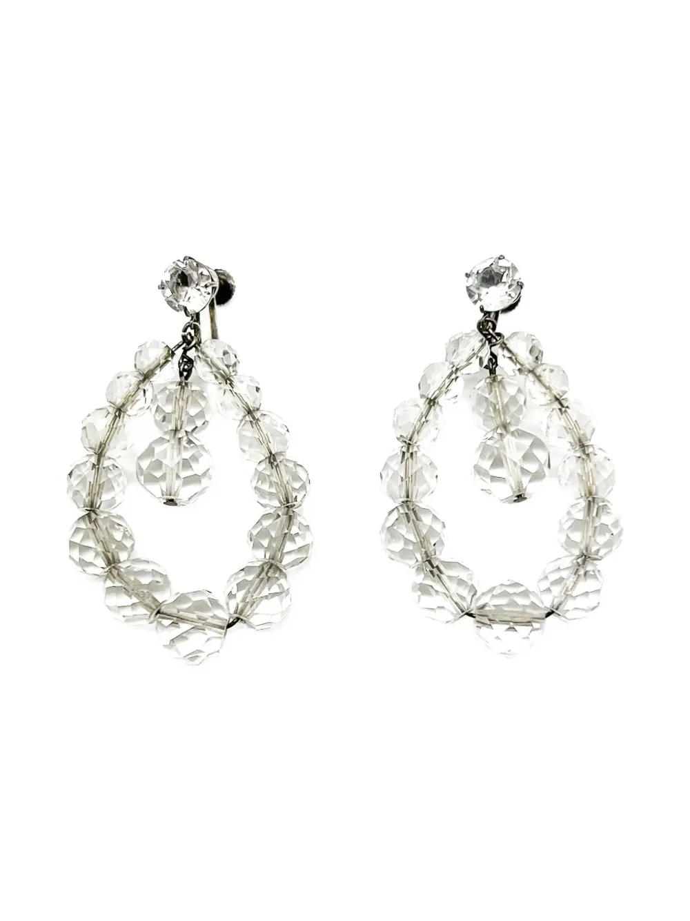Jennifer Gibson Jewellery 1910s クリスタル フープピアス - シルバートーン Jennifer Gibson Jewellery 1910s クリスタル フープピアス - シルバートーン
