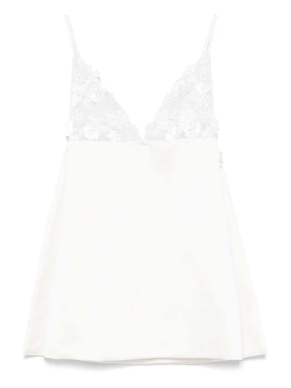 floral-appliqué mini dress