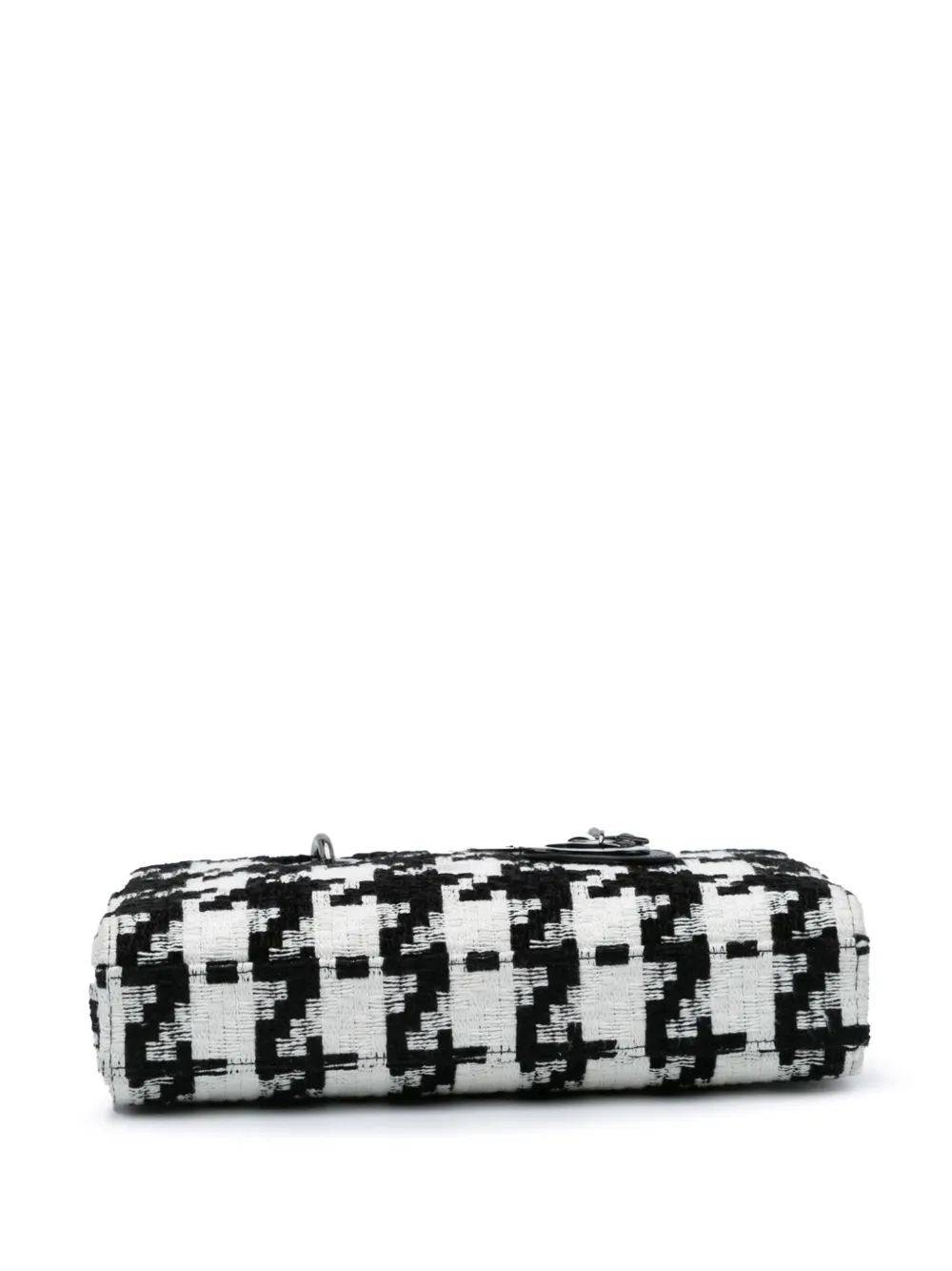 Pre-owned Dior 2022 Medium Canvas Macro Houndstooth Lady D Joy Satchel In Black