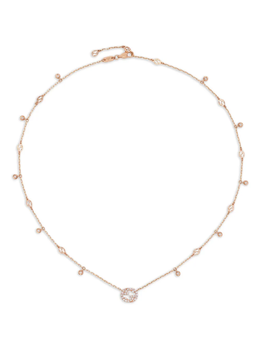 Gucci 18kt Gourmette Rotgoldhalskette mit Diamanten - Rosa
