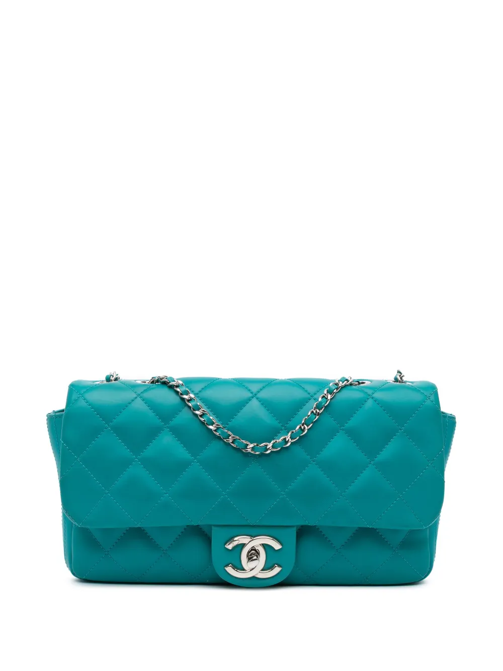 Pre-owned Chanel 2016-2017 Paris-seoul Medium Lambskin Coco Rain Flap Shoulder Bag In Green