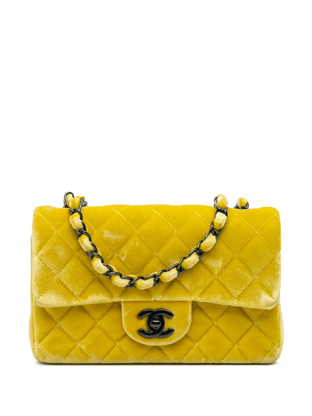 CHANEL Pre-Owned 2014-2015 Mini Rectangular Classic Velvet Single Flap CHANEL Pre-Owned 2014-2015 Mini Rectangular Classic Velvet Single Flap