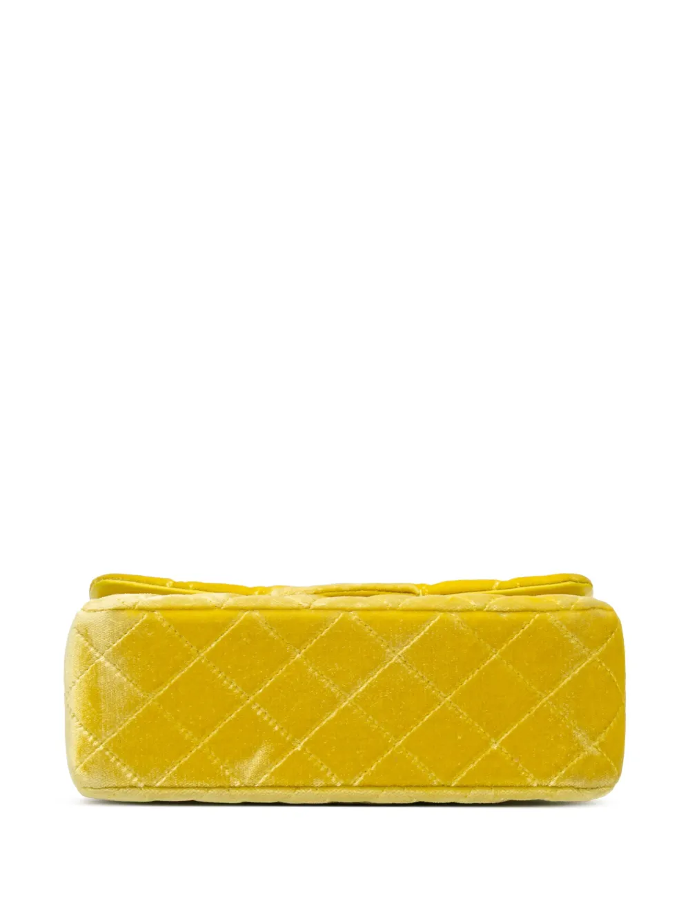 Pre-owned Chanel 2014-2015 Mini Rectangular Classic Velvet Single Flap Crossbody Bag In Yellow