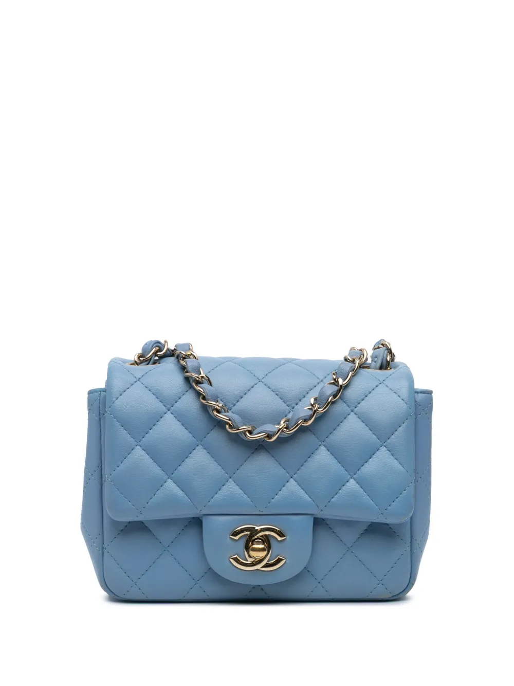CHANEL Pre-Owned 2020 Mini Square Classic Lambskin Single Flap CHANEL Pre-Owned 2020 Mini Square Classic Lambskin Single Flap