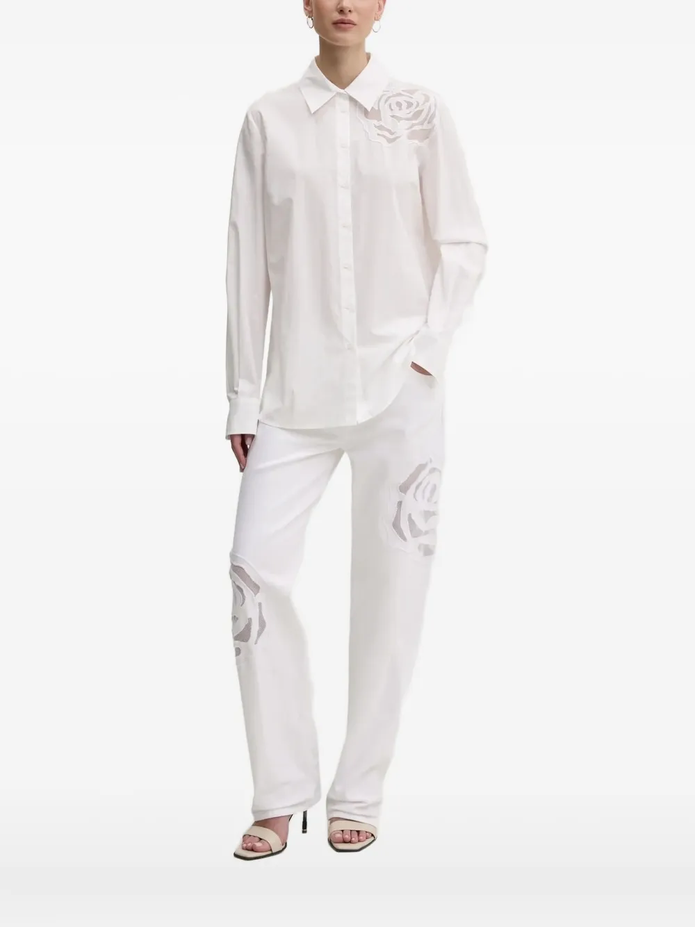 Blugirl Flower-appliqué Shirt In White