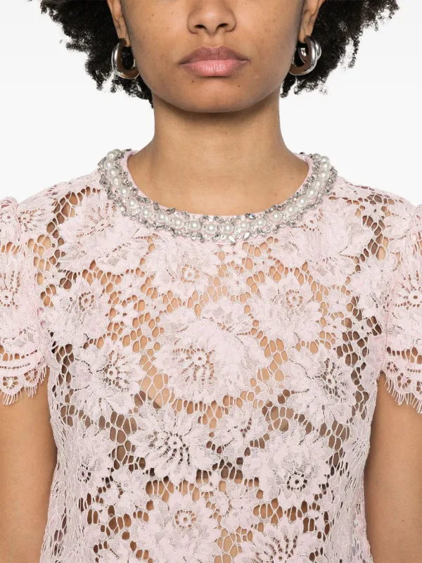 Self-Portrait Lace Top | Pink | FARFETCH
