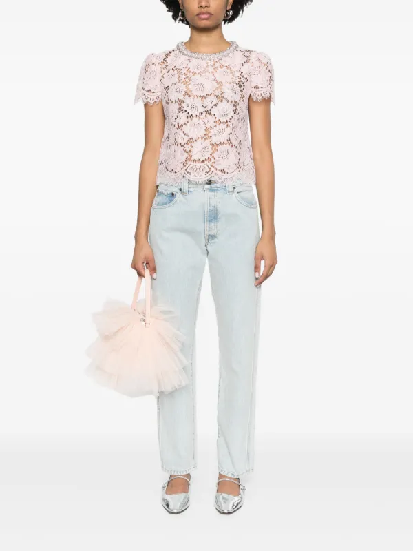 Self-Portrait Lace Top | Pink | FARFETCH