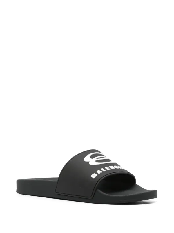 【関税&送料込み】Balenciaga Logo Pool Slides Balenciaga logo-embroidered Pool Slides | Black | FARFETCH HK