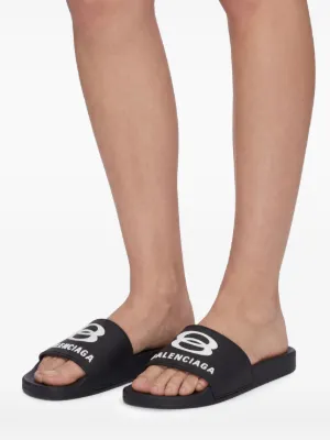 BALENCIAGA ビーチサンダル 27cm ホワイト BALENCIAGA（バレンシアガ） POOL スライド サンダル メンズ 白 黒 #42