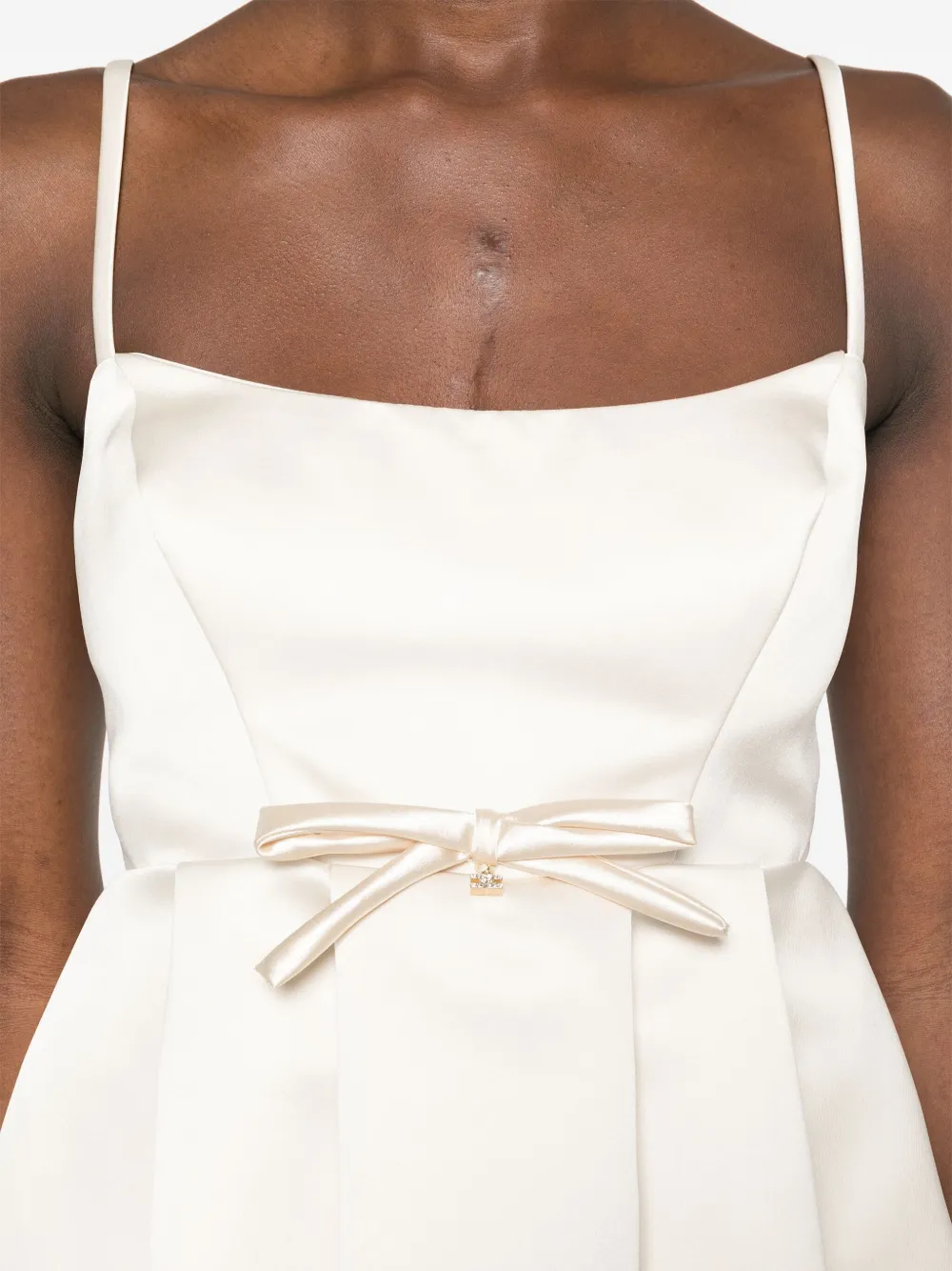 Elisabetta Franchi Satijnen duchess jurk met strikdetail Beige