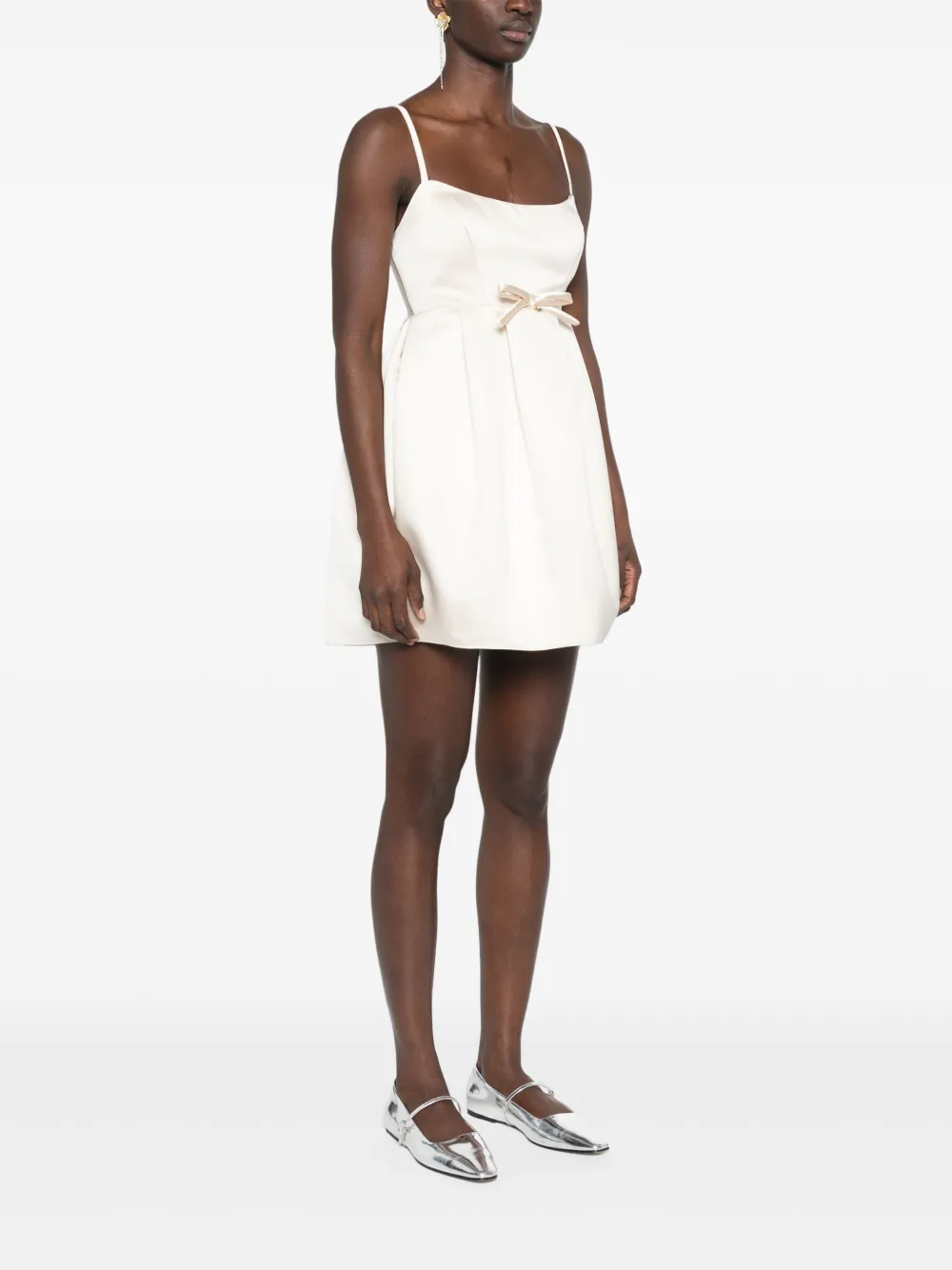 Elisabetta Franchi Satijnen duchess jurk met strikdetail Beige