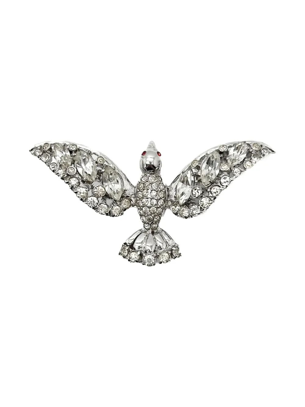 Jennifer Gibson Jewellery クリスタル バード ブローチ - シルバートーン Jennifer Gibson Jewellery クリスタル バード ブローチ - シルバートーン