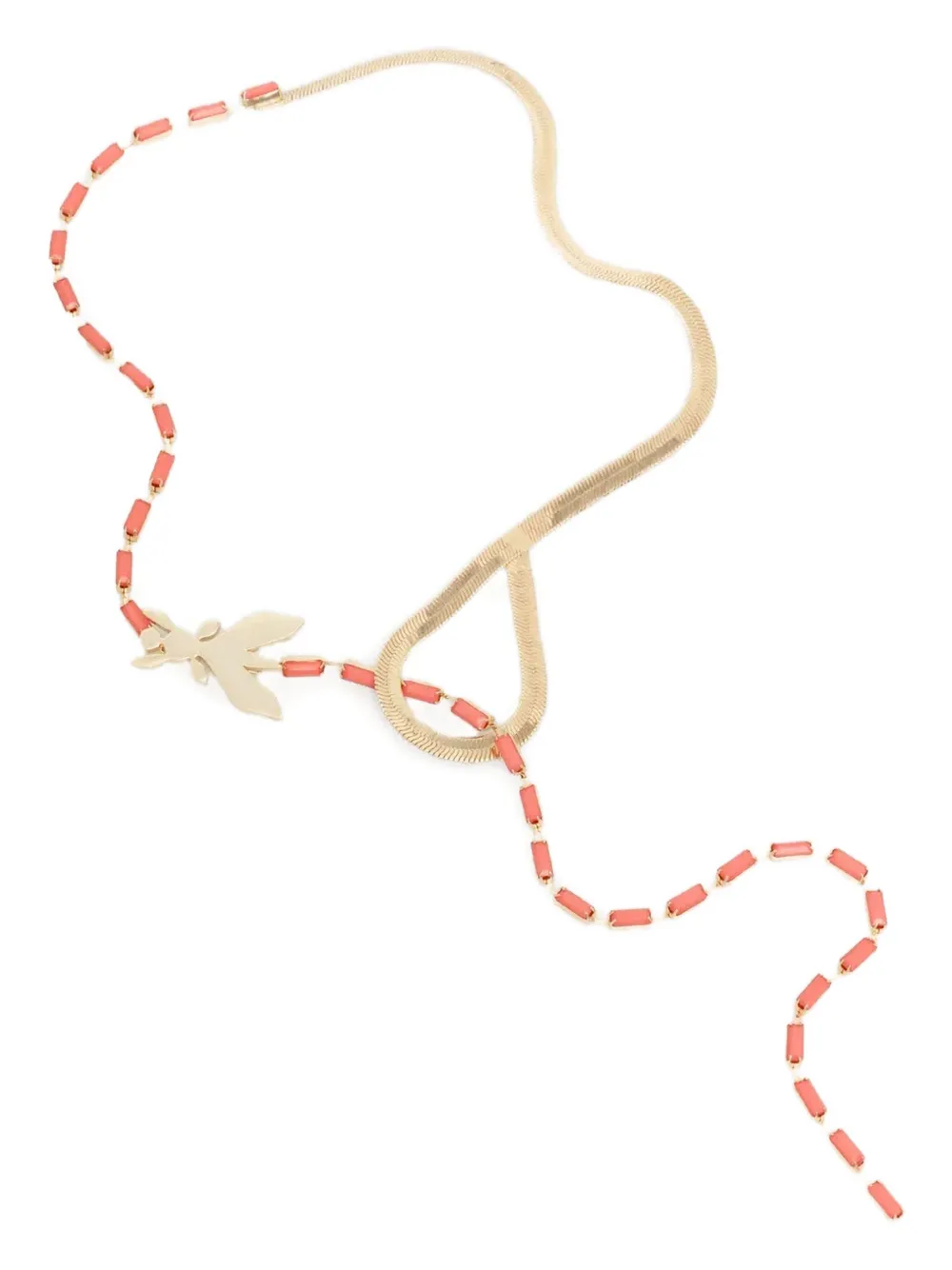 Patrizia Pepe Fly-pendant Multi-chain Necklace In Gold