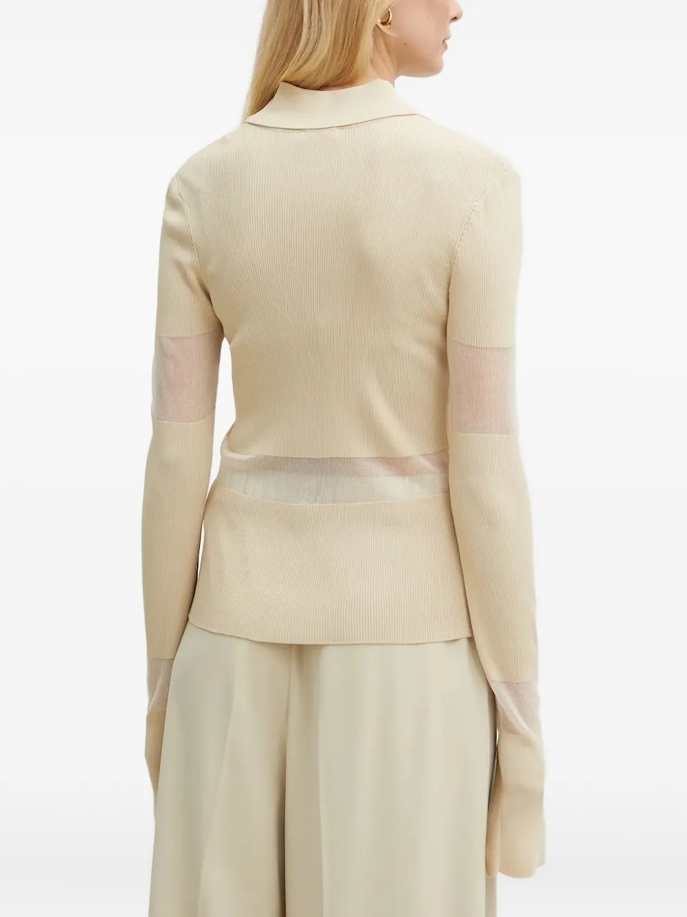 Patrizia Pepe Geribbelde top met rits Beige