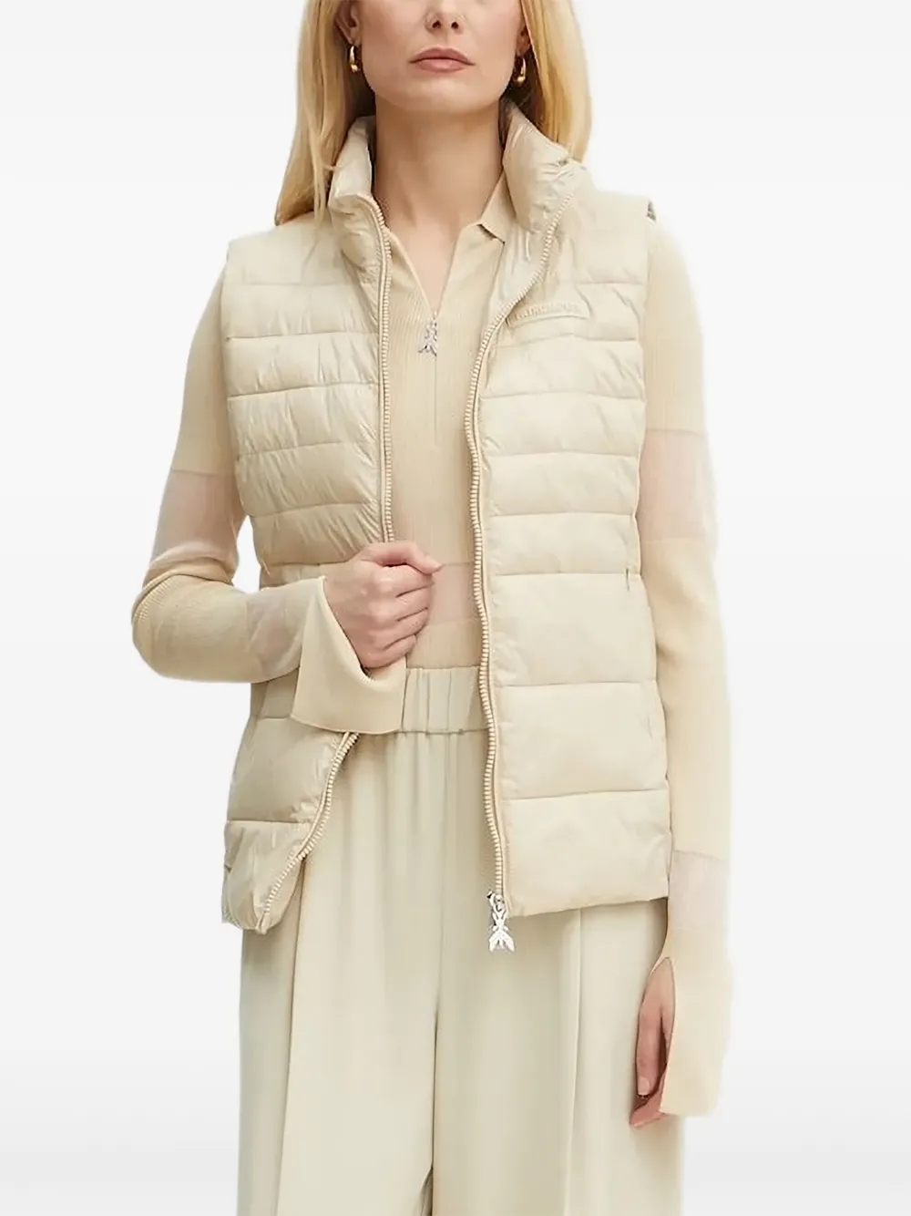 Patrizia Pepe Geribbelde top met rits Beige