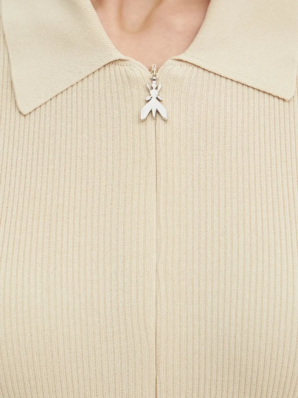 Patrizia Pepe Geribbelde jurk met vlakken en rits Beige