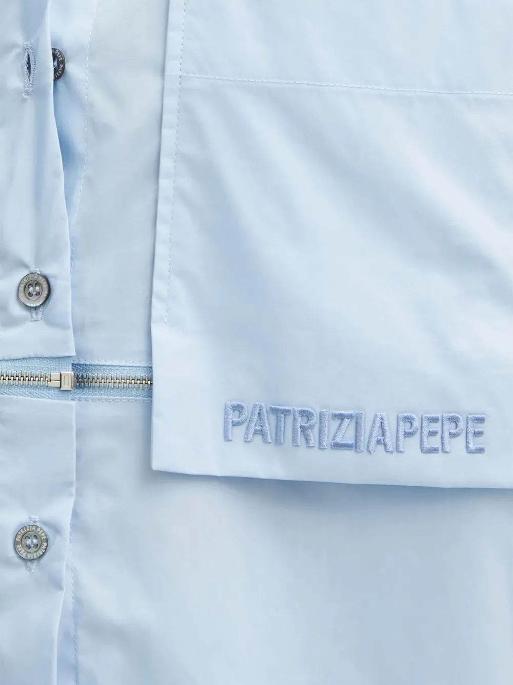 Patrizia Pepe Zip-detail Panelled Shirt In Blue