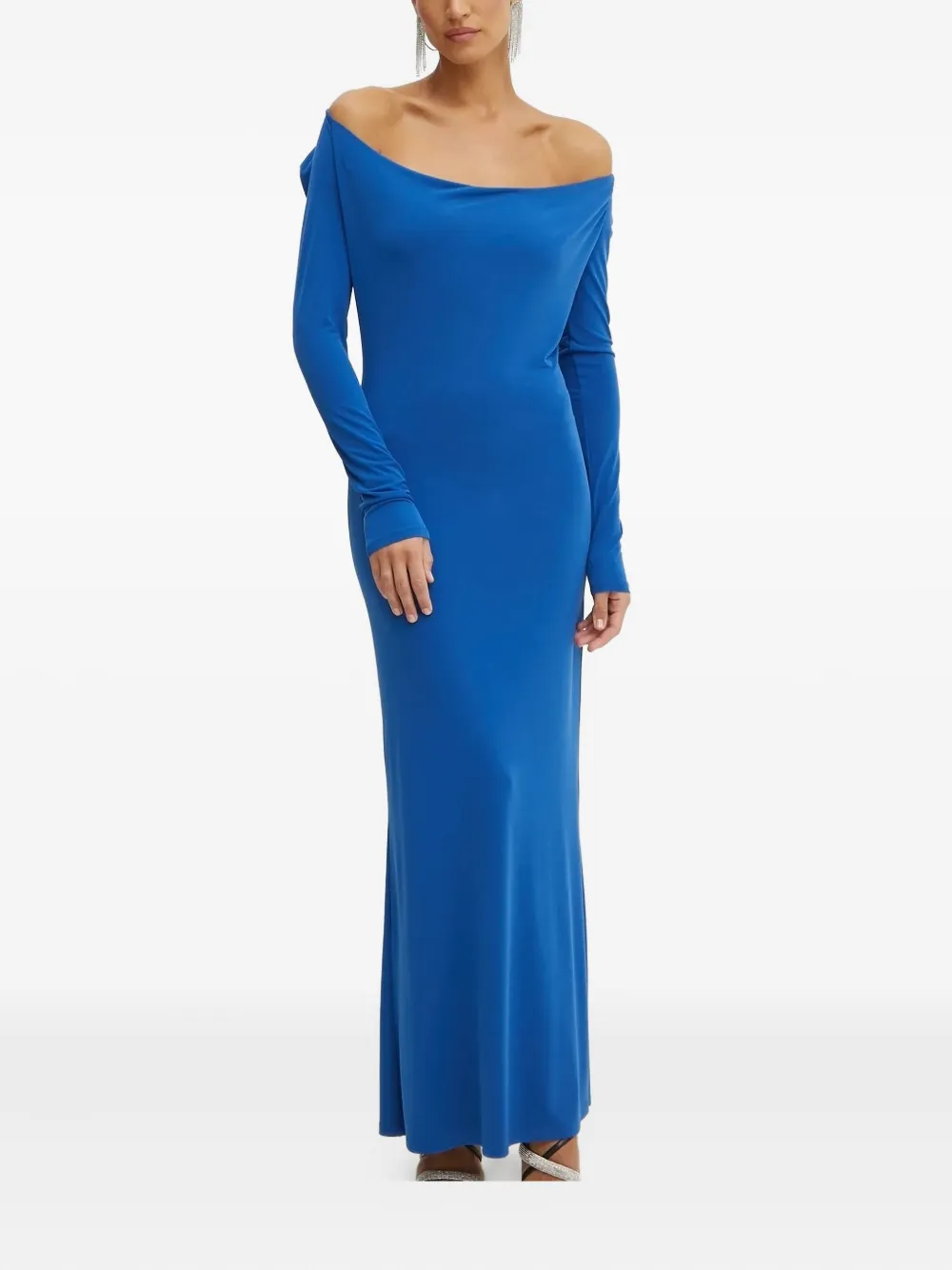 Patrizia Pepe Cowl-neck Maxi Dress In Blue