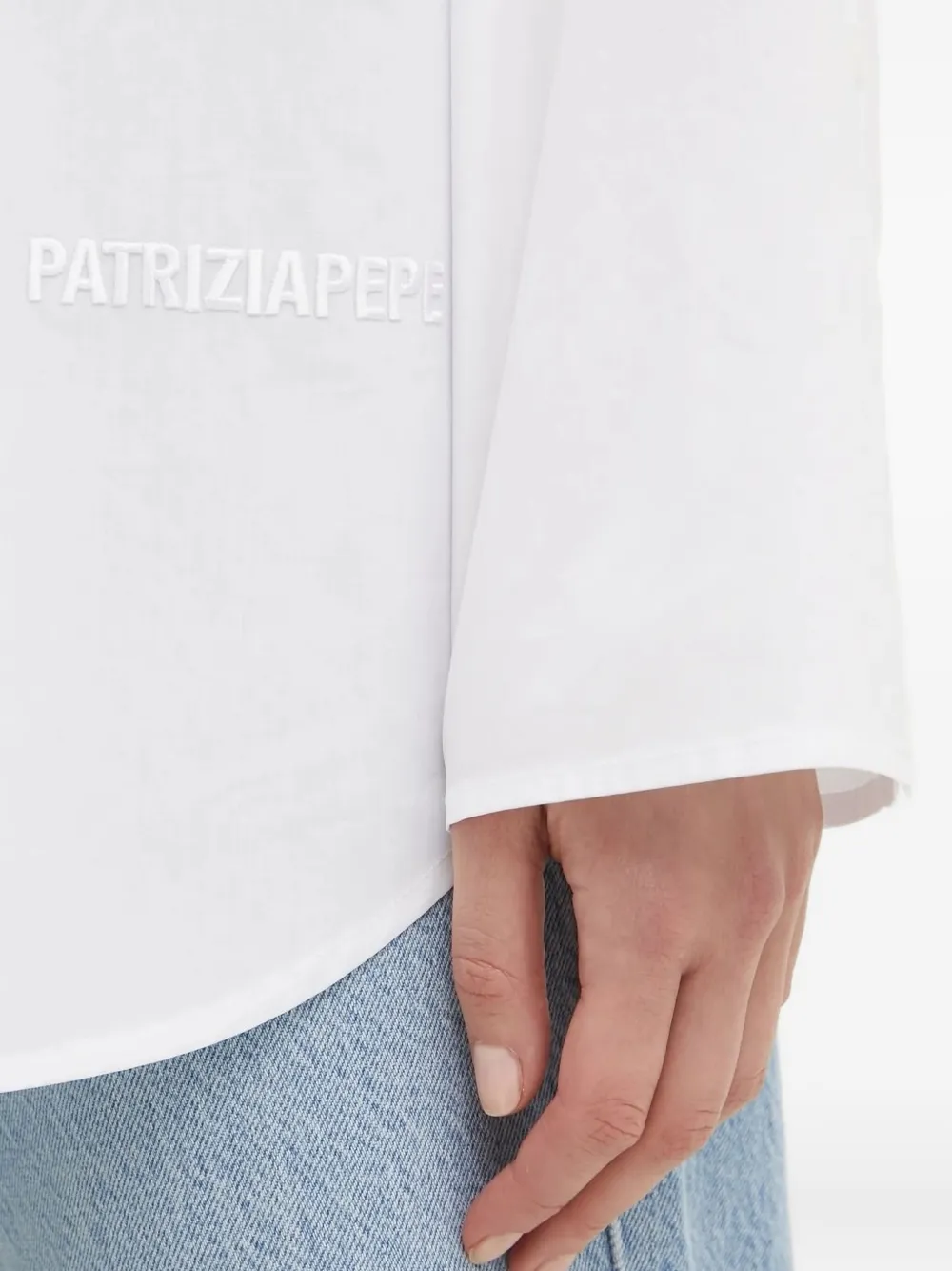 Patrizia Pepe Central-tie Poplin Shirt In White