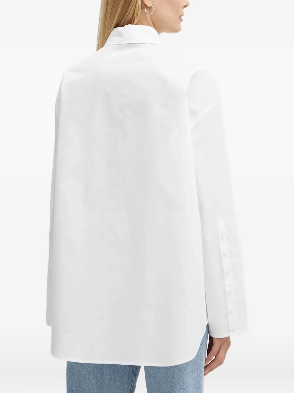 Patrizia Pepe Central-tie Poplin Shirt In White