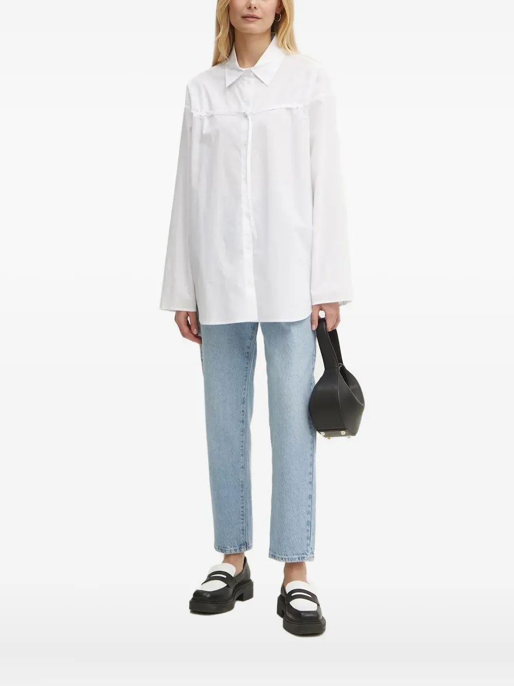 Patrizia Pepe Central-tie Poplin Shirt In White