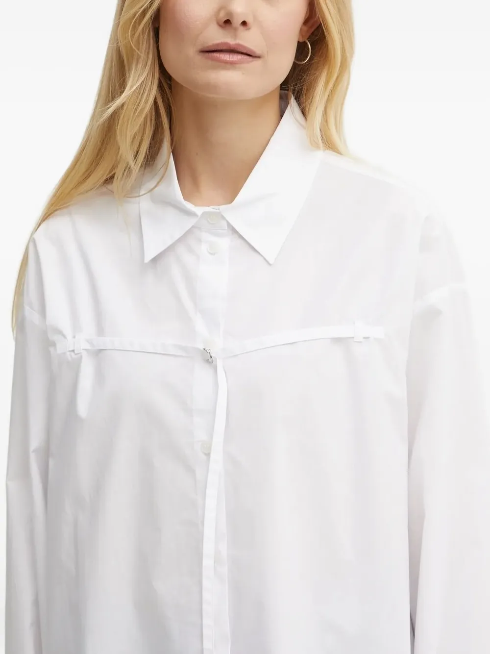 Patrizia Pepe Central-tie Poplin Shirt In White