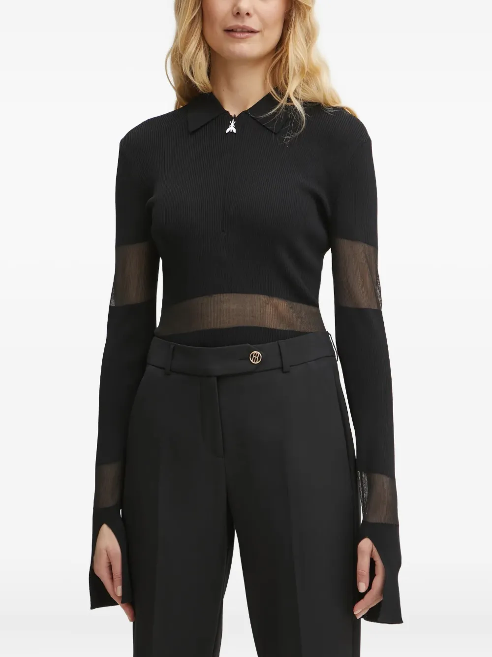 Patrizia Pepe ribbed-knit polo-neck top | Black | Image 1