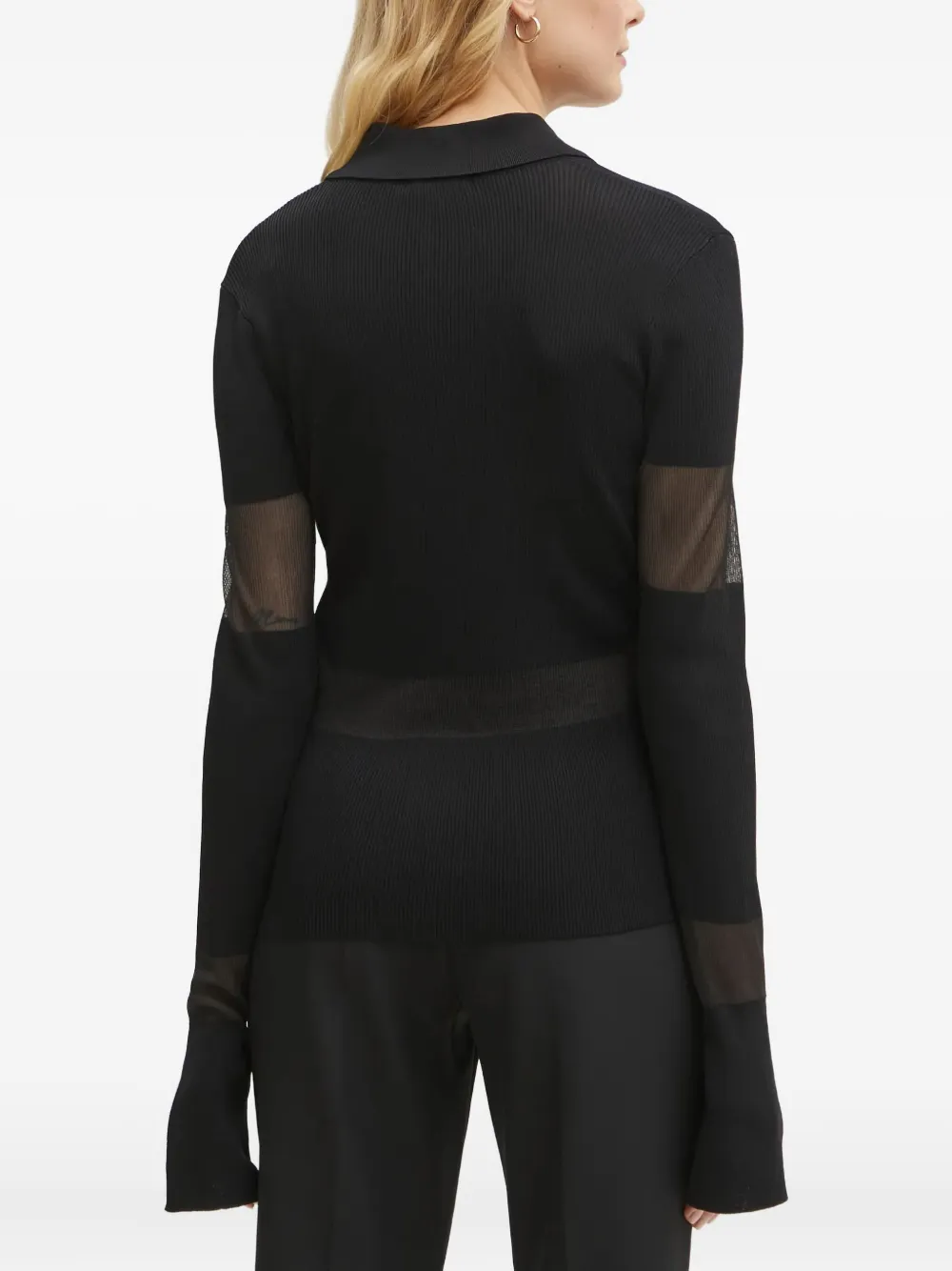 Patrizia Pepe Ribgebreide top met polokraag Zwart