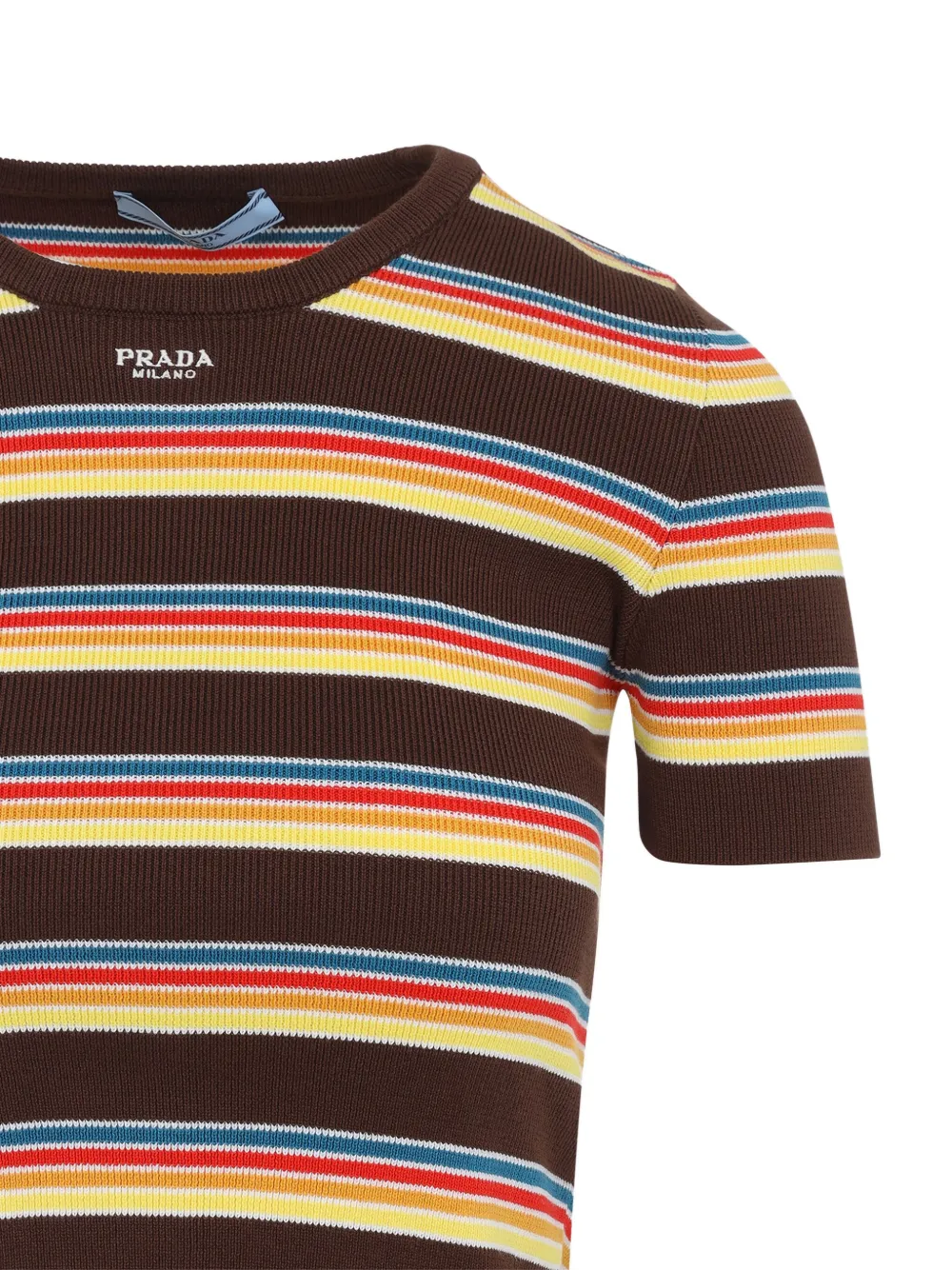 Prada Gestreept T-shirt Bruin