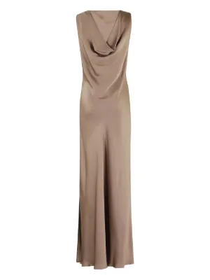 オールインワン・サロペット Antonelli Satin Evening Dress With Deep Neckline Antonelli Satin Evening Dress With Deep Neckline Silver