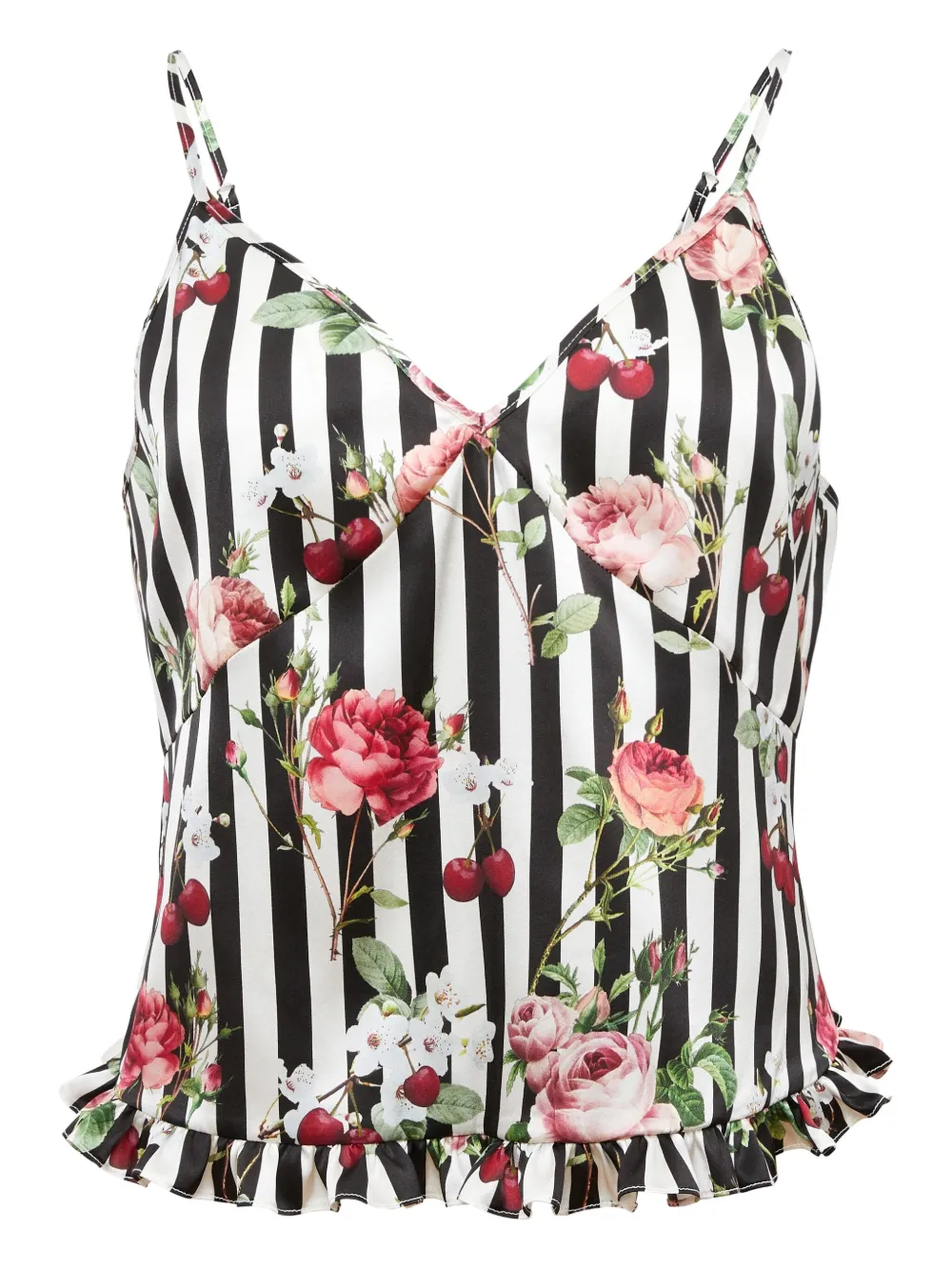 Fleur Du Mal Tanktop met ruches en print Zwart
