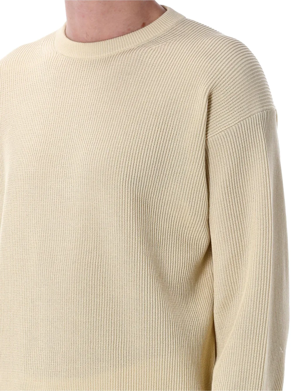 Auralee Textured Rib Knit Sweater With Long Sleeves In Nude