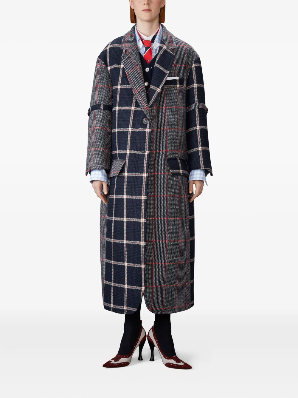 Thom Browne Funmix Prince of Wales-check coat | Single Breasted Coats | Image 2