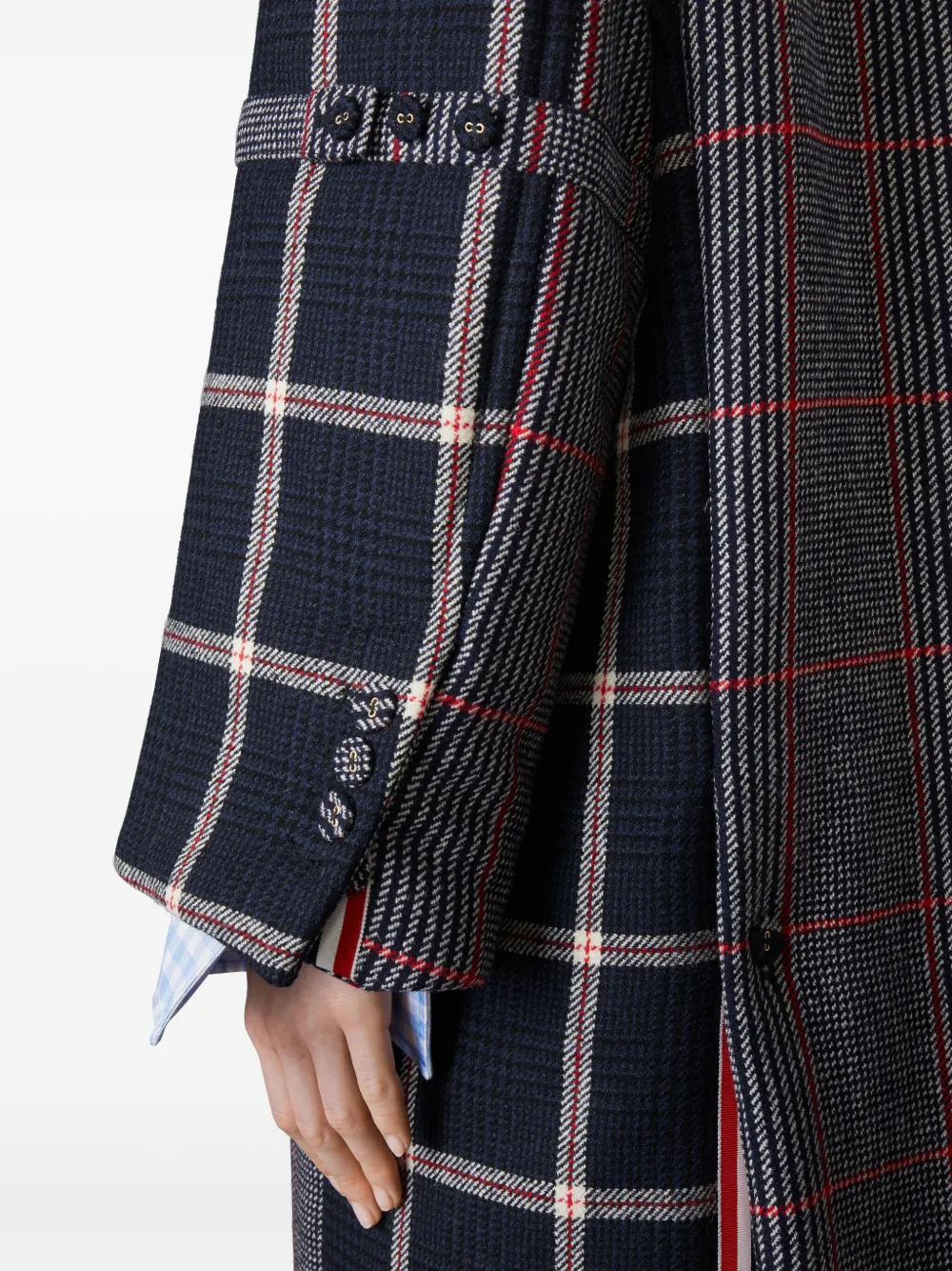 Thom Browne Funmix Prince of Wales geruite jas Blauw