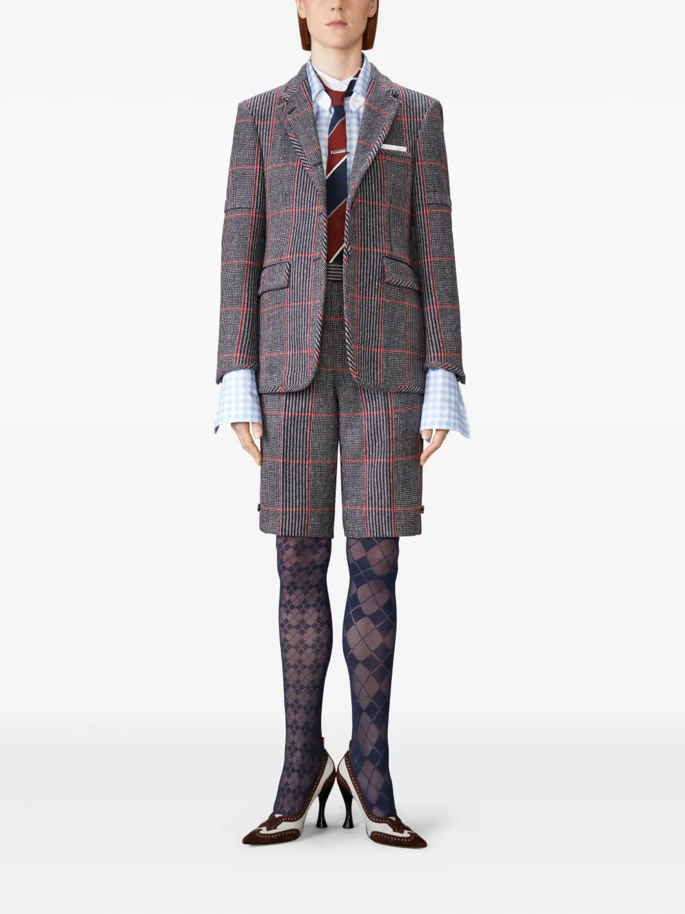 Thom Browne Geruite shorts - Grijs
