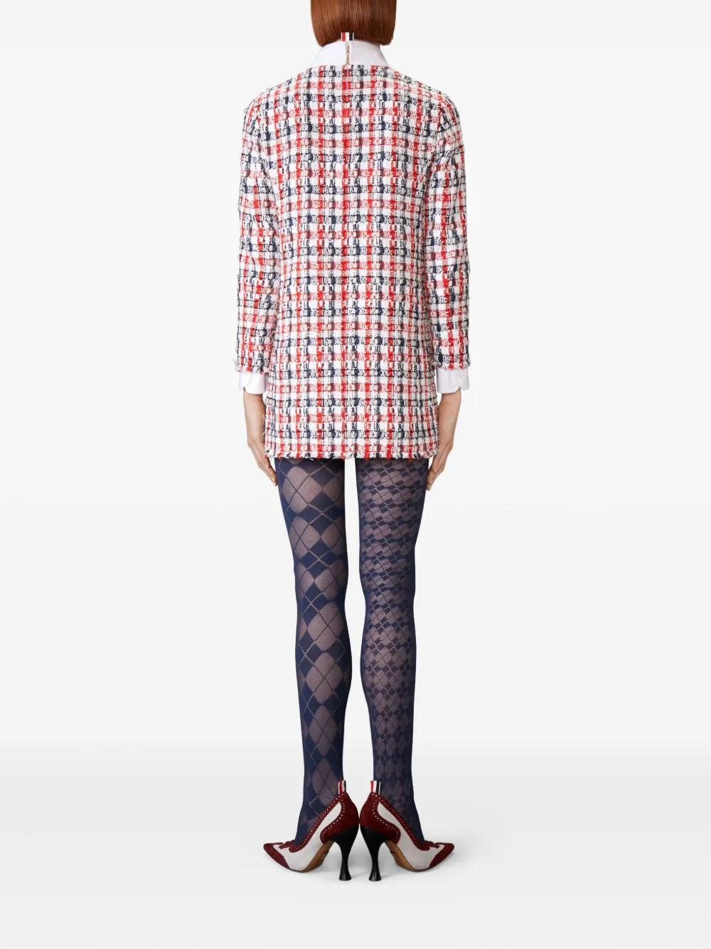Thom Browne Checked Tweed Dress In Red